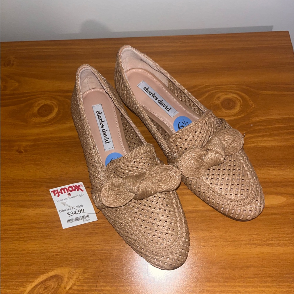 Charles David Beige Woven Flats